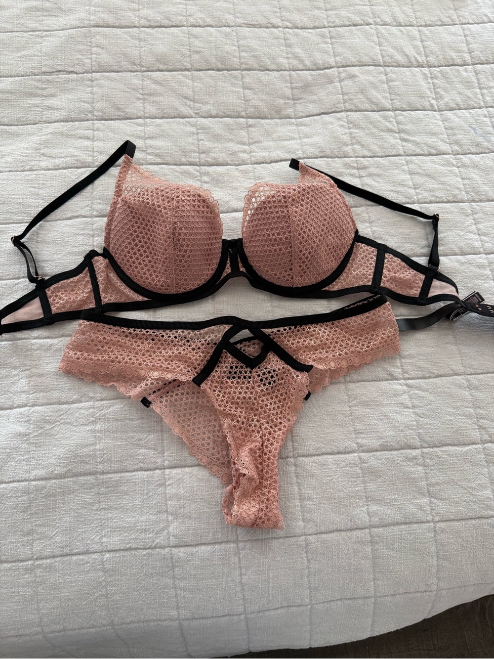 Victoria's Secret Pink Lace Underwire Bra & Bikini Set  bra is 32D panties M
